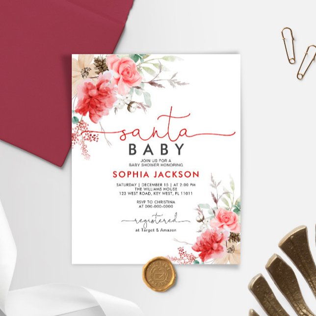 Budget Holy Christmas Santa Baby Shower Invitation (Creator Uploaded)