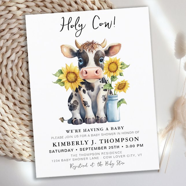 Budget Holy Cow Sunflowers Farm Baby Shower Invite (Creator Uploaded)