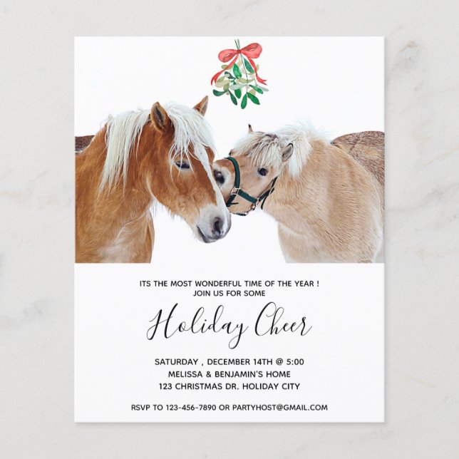 Budget Horse Christmas Mistletoe Pony Invitation (Front)