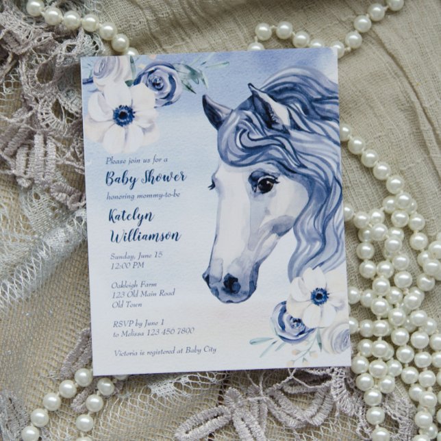 Budget Horse ranch watercolor flowers baby shower (Creator Uploaded)