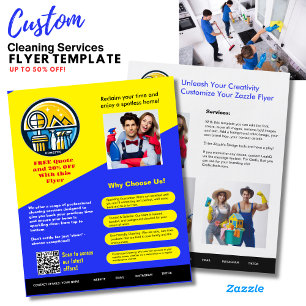 ⭐️BUDGET House Cleaning DIY Template Blue Yellow Flyer