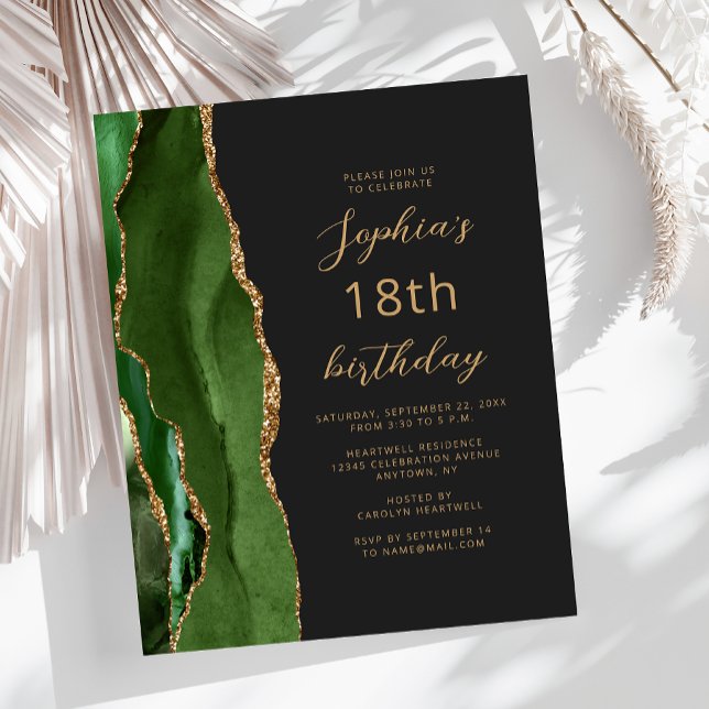 Budget Hunter Green Agate Script 18th Birthday (Creator Uploaded)