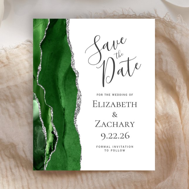 Budget Hunter Green Agate Silver Save the Date (Creator Uploaded)