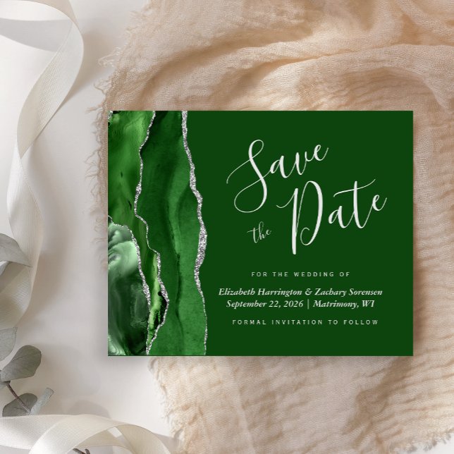 Budget Hunter Green Silver Agate Save the Date (Creator Uploaded)