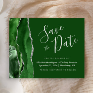 Budget Hunter Green Silver Agate Save the Date