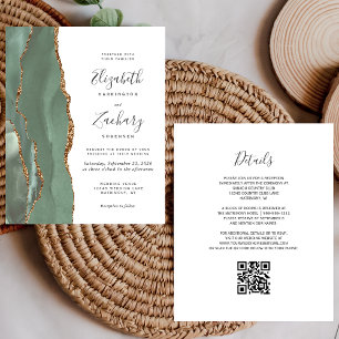 Budget Hunter Sage Gold Agate QR Code Wedding