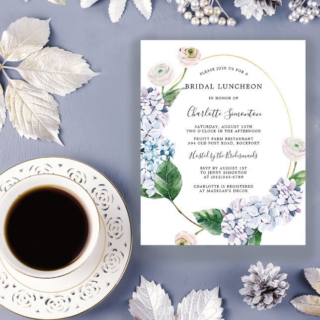Budget Hydrangea Rose Bridal Luncheon Invitation (Creator Uploaded)