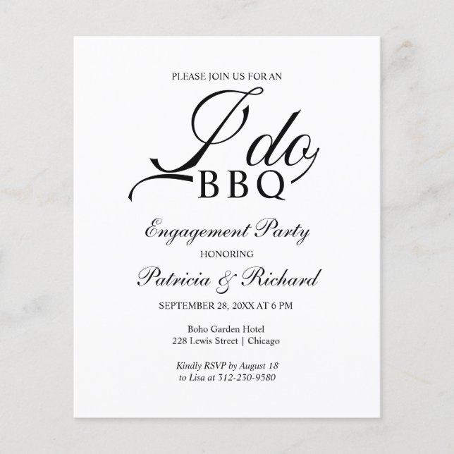 Budget I DO BBQ Engagement Party Invitations (Front)