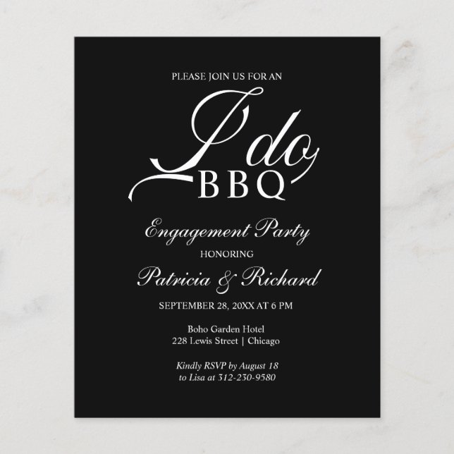 Budget I DO BBQ Engagement Party Invitations (Front)