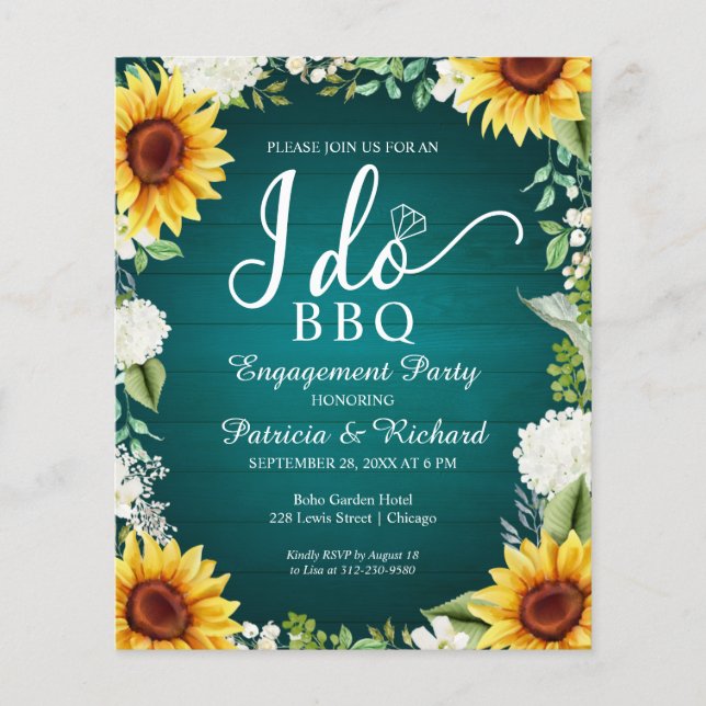 Budget I Do BBQ Rustic Engagement Party Invitation (Front)