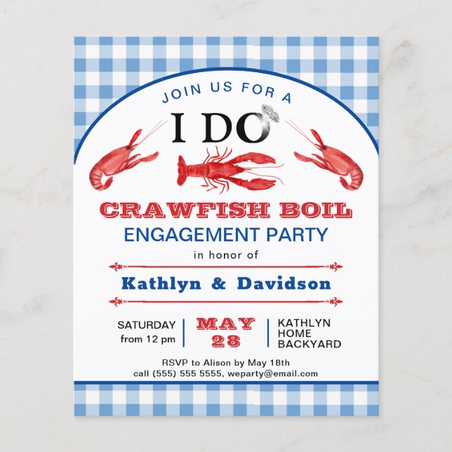 BUDGET I DO Engagement Crawfish Party Invitation Flyer (Front)