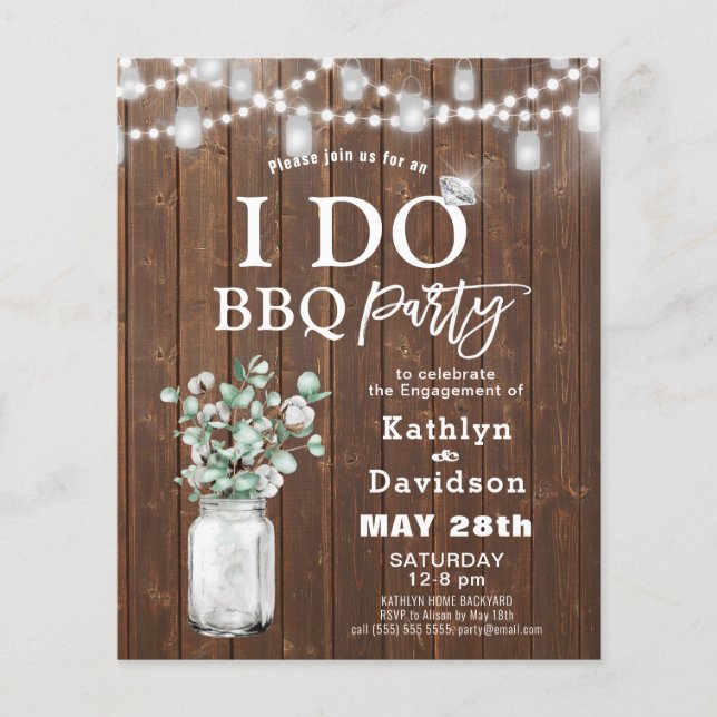 BUDGET I DO Engagement Eucalyptus BBQ Invitation (Front)