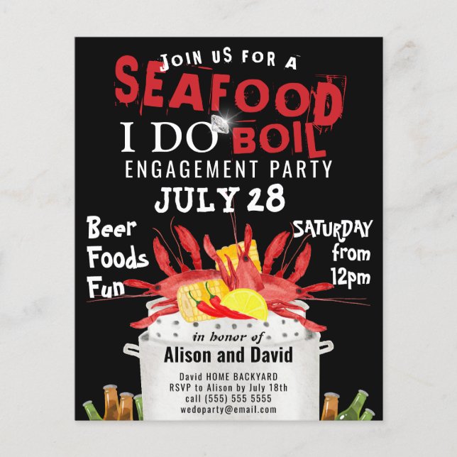 BUDGET I DO Engagement Seafood Party Invitation (Front)