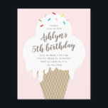 Budget Ice Cream Kids Birthday Party invitation<br><div class="desc">A fun children's birthday party invite featuring hand drawn ice cream cone and rainbow sprinkles. All text is editable so you can change the font, colour, placement and wording to make this invitation suite your needs. You can also easily change the background colour to match your party theme or gender....</div>