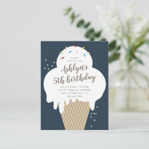 Budget Ice Cream Kids Birthday Party Invitation Postcard