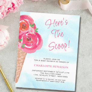 Budget Ice Cream Theme Girls Baby Shower Invite