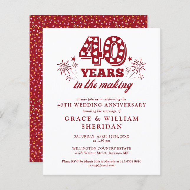 Budget In The Making 40th Anniversary Invitation (Front/Back)