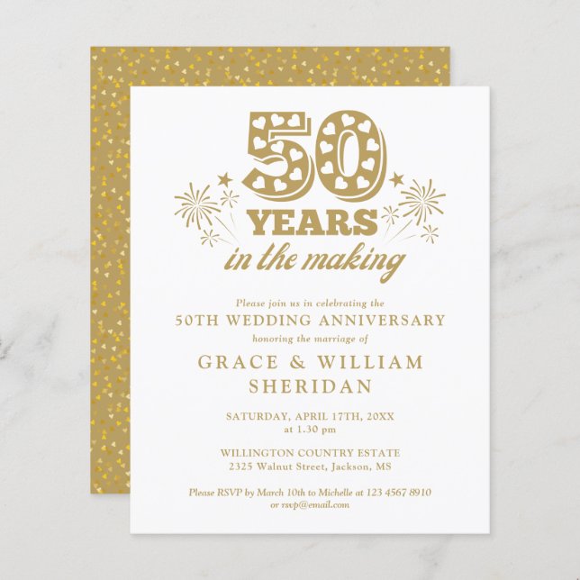 Budget In The Making 50th Anniversary Invitation (Front/Back)