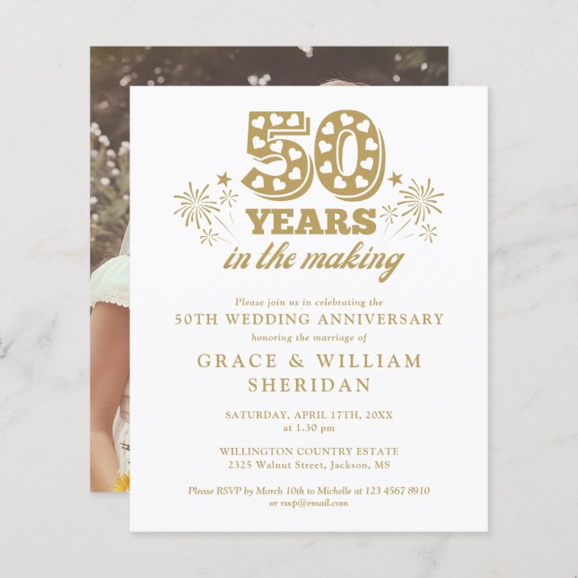 Budget In The Making 50th Anniversary Photo Invite (Front/Back)