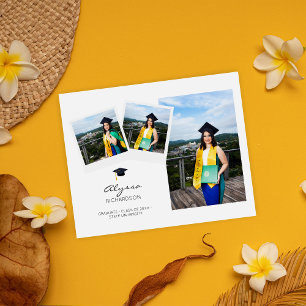 Budget Instant 3 Photo Graduation Hat Announcement Flyer