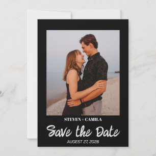 Budget Instant photo Black wedding save the date  Invitation