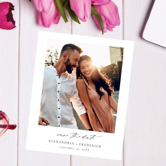 Budget Instant Photo- Lon White Chic Save the Date Flyer (Creator Uploaded)