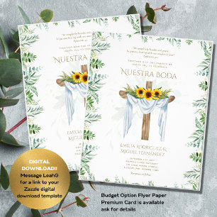 BUDGET Invitación De Boda Católica Bilingüe Flyer