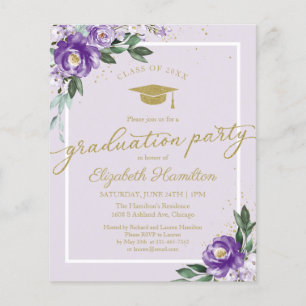 Budget Invitation High School Grad Party Floral