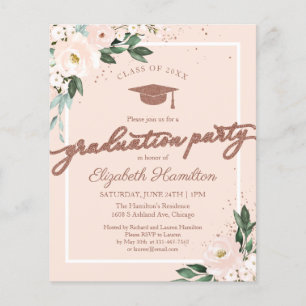 Budget Invitation High School Grad Party Floral