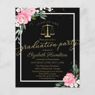 Budget Invitation Law School Graduation Party Pink