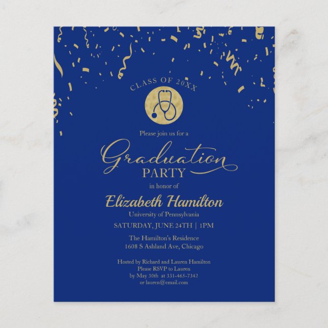 Budget Invitation Nursing School Grad Party (Front)