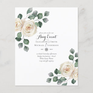 BUDGET INVITATIONS - ANY EVENT - White Roses Flyer