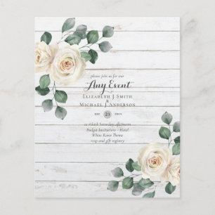 BUDGET INVITATIONS - ANY EVENT - White Roses Flyer