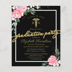 Budget Invitations Nursing School Grad Party Black