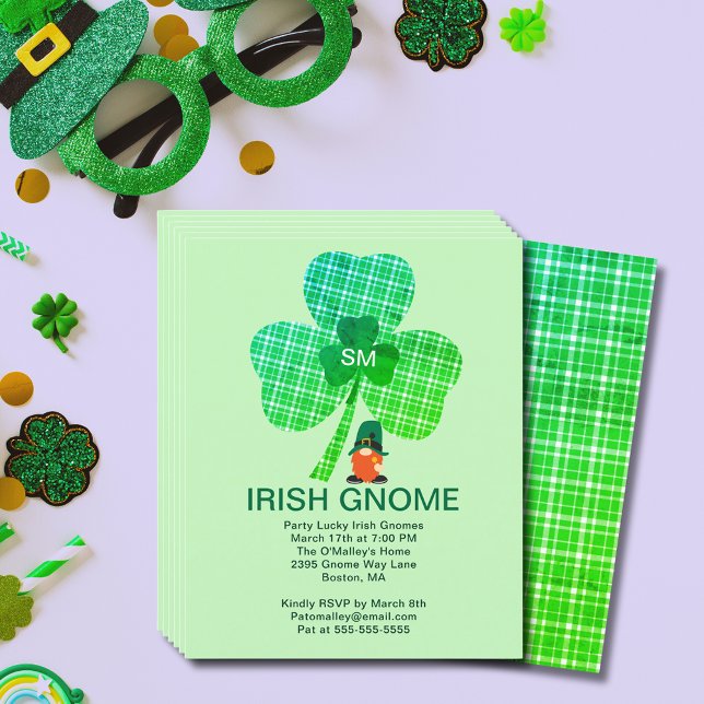 Budget Irish Gnome Initial Clover St Paddys Invite Flyer (Budget Irish Gnome Initial Clover St Paddy's Invite Flyer)