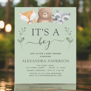 Budget It's a Boy Baby Shower Woodland Invitation