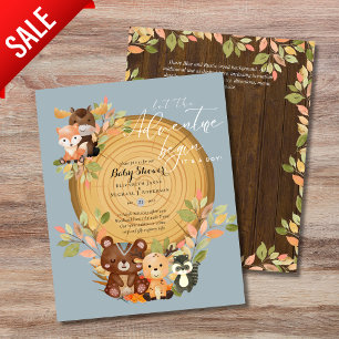 BUDGET It's A Boy WOODLAND ANIMALS Baby Shower Flyer