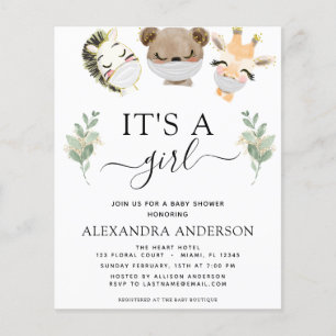 Budget It's a Girl Baby Shower Woodland Eucalyptus
