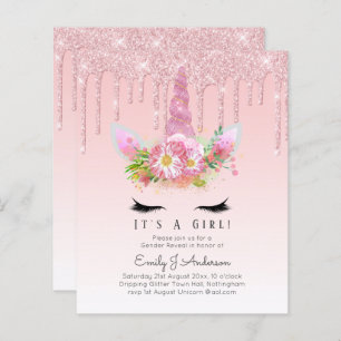 BUDGET It's A Girl Glittery Unicorn Baby Shower