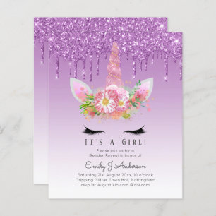 BUDGET It's A Girl Glittery Unicorn Baby Shower
