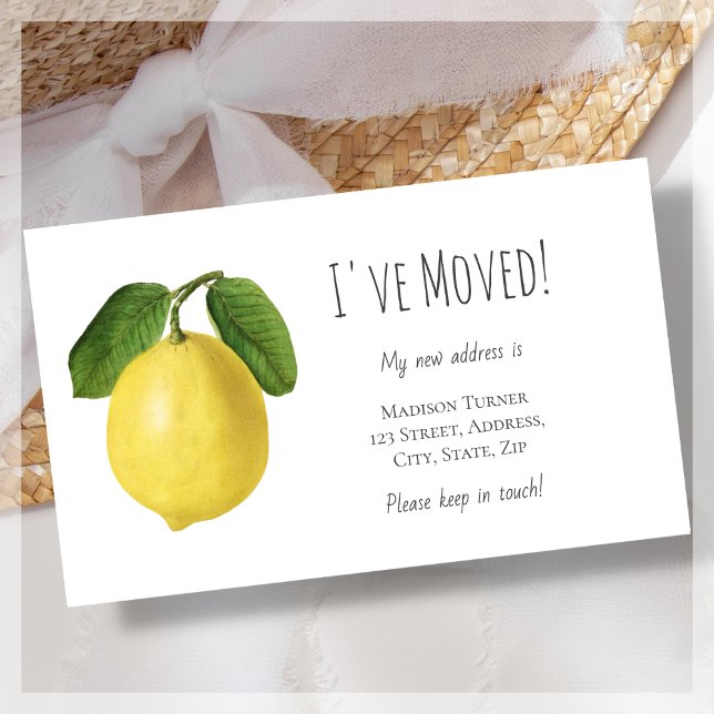 Budget I've Moved Lemon Announcement Card (Creator Uploaded)