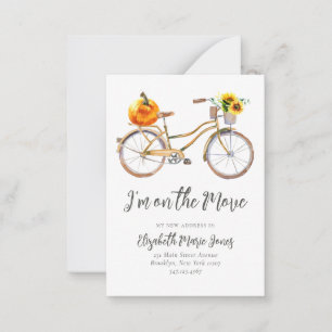 Budget I've Moved Pumpkin Sunflower Bicycle Moving Card