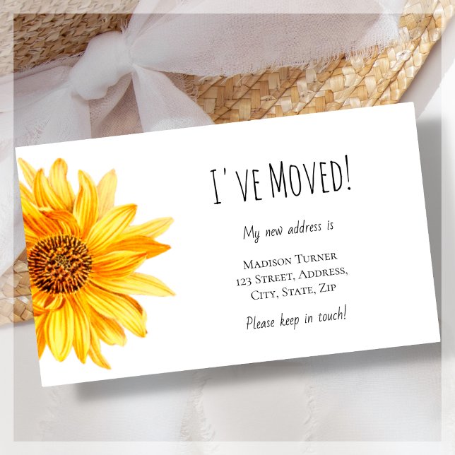Budget I've Moved Sunflower Announcement Card (Creator Uploaded)
