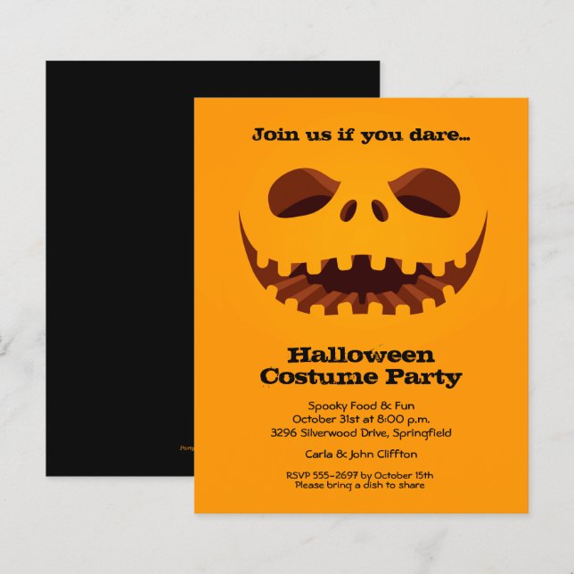 Budget Jack o' Lantern Halloween Invitations (Front/Back)