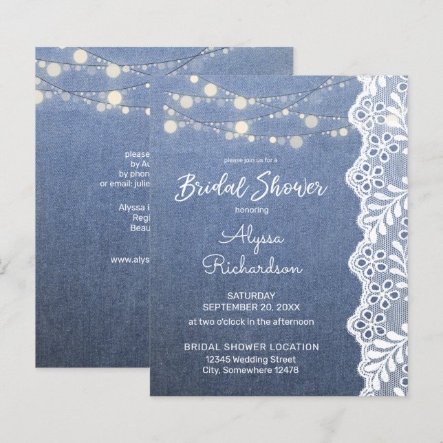 Budget Jean Lace String Lights Bridal Shower (Front/Back)