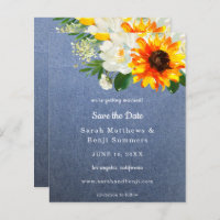 Budget Jean Sunflower & White Floral Save the Date