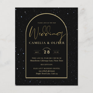 BUDGET Jet BLACK GOLD Starry Night Wedding INVITE Flyer