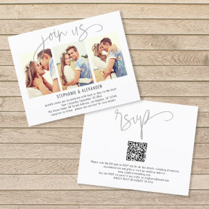 BUDGET Join Us 3 Photos Script Wedding Invite