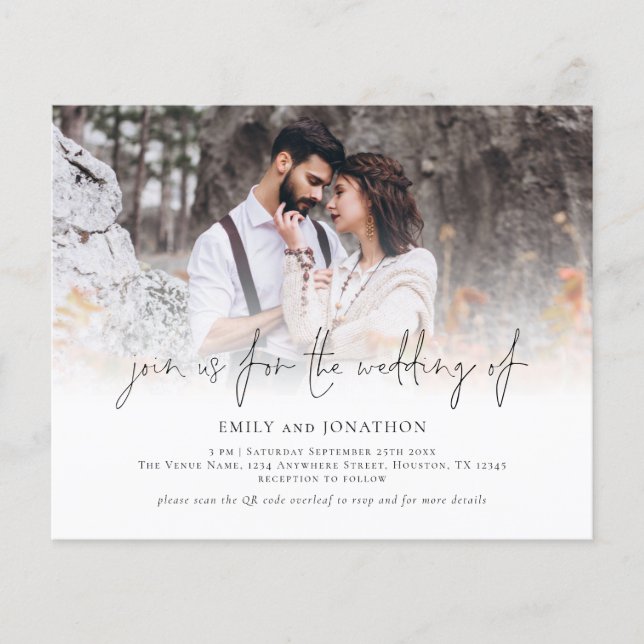 Budget Join Us Photo QR Code Wedding Invitation (Front)