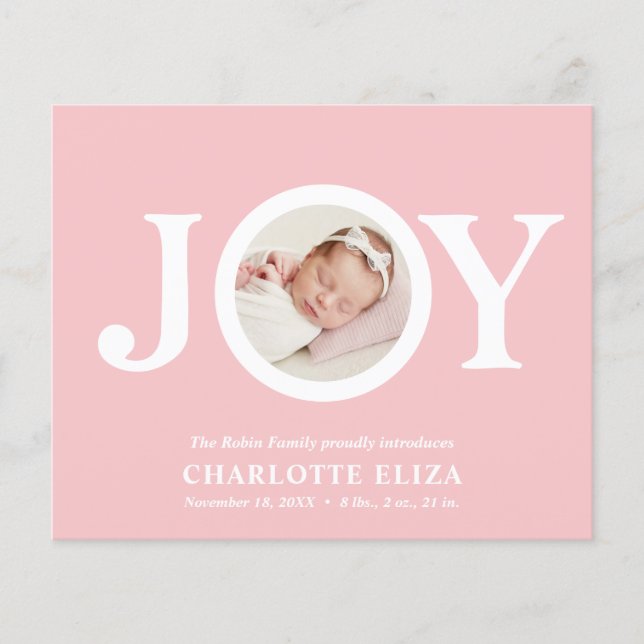 BUDGET Joy Pink CHIC Photo Baby First Christmas  (Front)